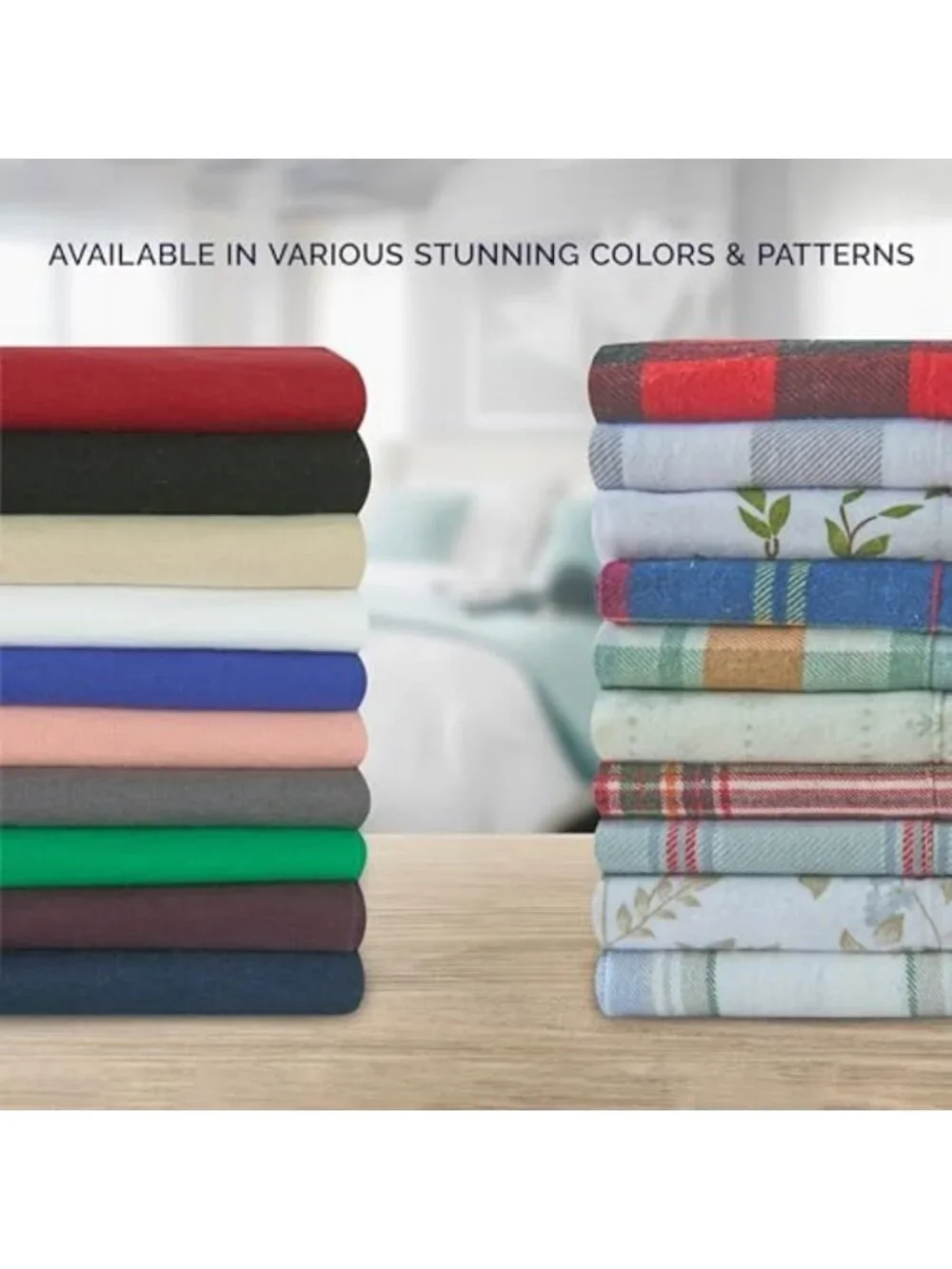 Cozy Buffalo Check Plaid Flannel Sheet Set, Full Size, Soft Blue Bedding